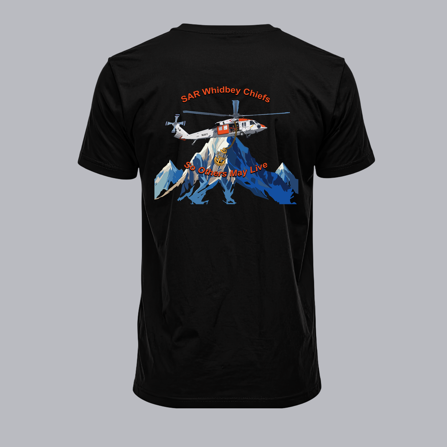 SAR Whidbey Chiefs T-Shirt, Navy Helicopter Design